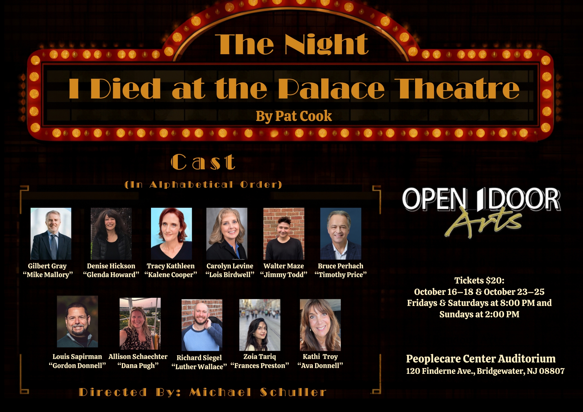The Night I Died at the Palace Theatre cast announcement flyer